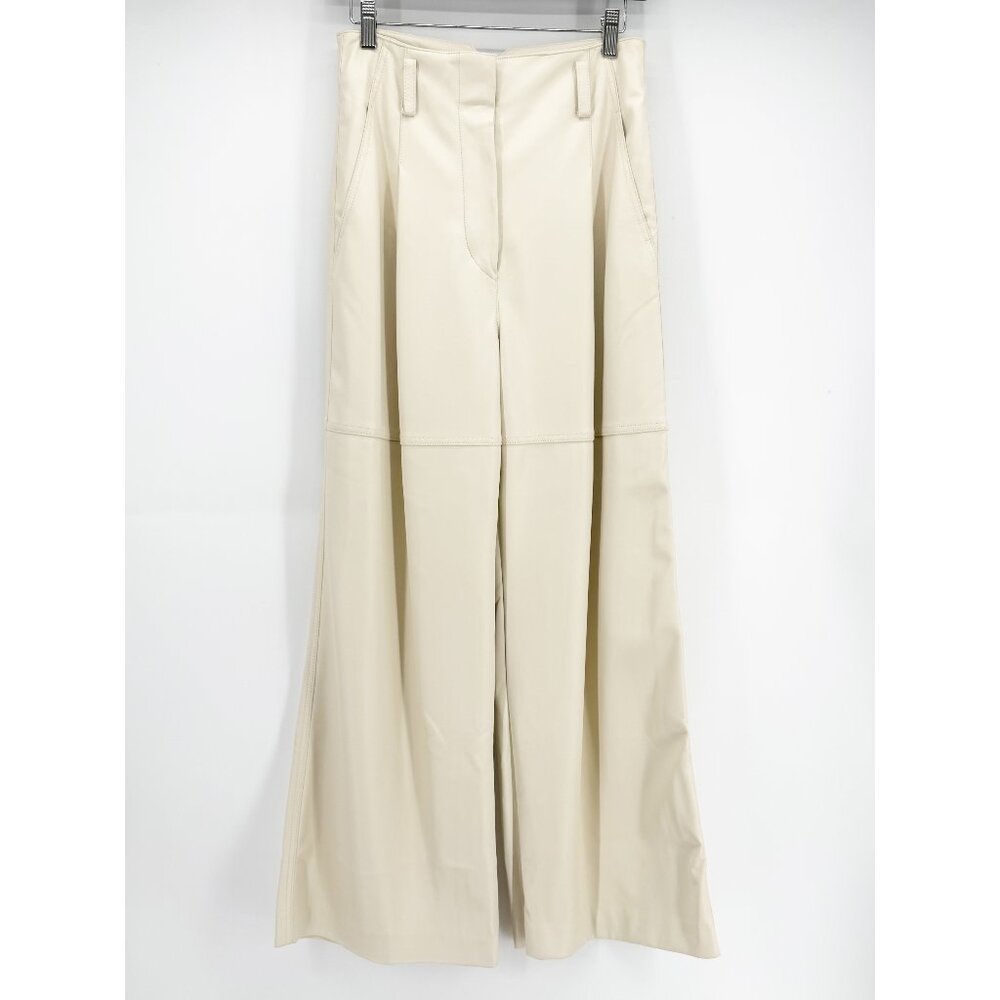 LVIR Faux Leather Wide-Legs Pants Cream - Picture 2 of 11